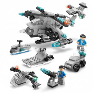 Dify 6-in-1 Naval Forces Building Block Set, 159 PCS Military Navy Vehicle Construction Kit with Helicopter, Submarine, Patrol Boat & Cannon, STEM Toy for Kids,