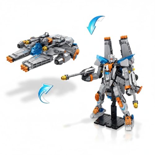 Dify 2-in-1 Robot Spaceship Building Block Set, 673+ PCS Transforming Robot to Spacecraft Model Kit, STEM Sci-Fi Construction Toy Gift for Kids & Teens