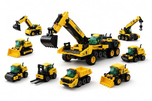 Dify 8-in-1 Construction Truck Building Blocks Set (655+ PCS) | Transforming Heavy Duty Vehicles Kit | STEM Engineering Toy for Kids & Teens | Rebuild Play Set