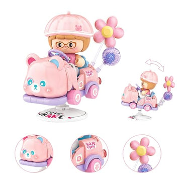 Dify Pink Bear Rocking Ride Building Blocks Set 189+ Pcs | Cute Cartoon Animal Scooter Model | Creative Display Toy for Kids & Collectors