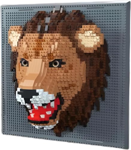 Dify Lion Wall Art Building Blocks Set (1889+ PCS) | Complex for Ages 14+ | 3D Wildlife Mosaic Display Model | Home & Office Wall Décor