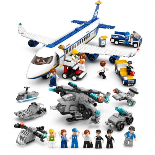 Dify Airport Adventure & Naval Forces Building Block Combo Set, 622+ PCS Passenger Airplane, Airport Playset & 6-in-1 Naval Forces Construction Kit,