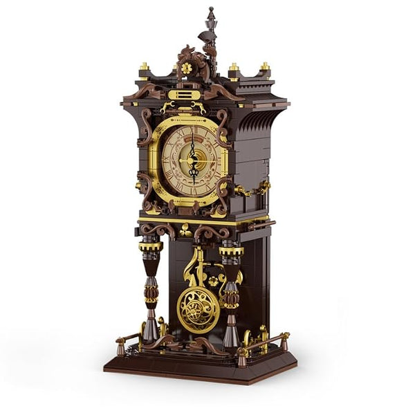 Dify Retro Clock Building Set, Real Working Clock with Pendulum and Rotating Dial, Mechanical Construction Model, Vintage Home Décor for Adults Men Women