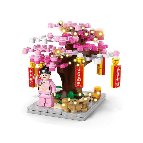 Dify Cherry Blossom Tree Building Block Set – 164 Pcs Miniature Sakura Scene Kit with Girl Figure, Home Decor Toy for Ages 6+, Compatible with Major Brands | 5 Year Structural Warranty