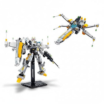 Dify FX-1 Star Fleet Robot Spaceship Building Block Set, 704+ PCS Transforming Space Robot & Sci-Fi Spacecraft Model Kit, STEM Construction Toy