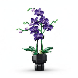 Dify Purple Butterfly Orchid Building Blocks – 666 Pieces Artificial Everlasting Flower in Pot, DIY Desktop Home Decor Model, Romantic Gift for Birthday Valentine’s Day Christmas | 5 Year Structural Warranty