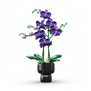 Dify Purple Butterfly Orchid Building Blocks – 666 Pieces Artificial Everlasting Flower in Pot, DIY Desktop Home Decor Model, Romantic Gift for Birthday Valentine’s Day Christmas