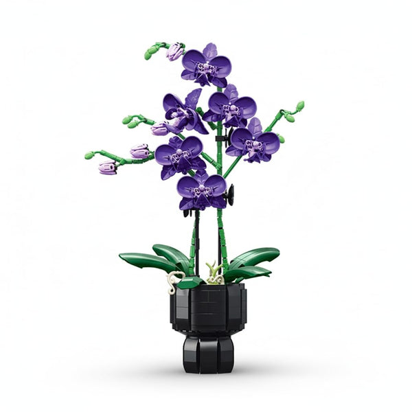 Dify Purple Butterfly Orchid Building Blocks – 666 Pieces Artificial Everlasting Flower in Pot, DIY Desktop Home Decor Model, Romantic Gift for Birthday Valentine’s Day Christmas