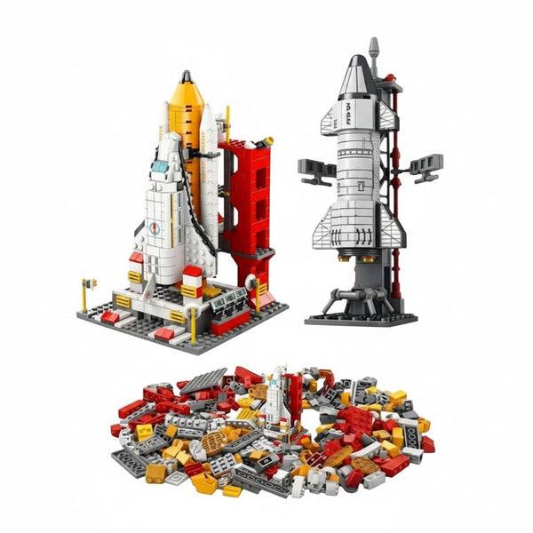 Dify || 2 in 1 Space Rocket & Shuttle Combo Building Blocks Set || 1000+ Pcs || 6-in-1 STEAM Aerospace Kit || 107 Pcs || Compatible Bricks