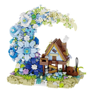 Dify Crescent Moon Cabin Building Set, 1622+ Pcs Moon Cabin Micro Blocks Model Kit with Night Scene Detail, Creative Display Décor for Teens & Adults