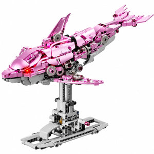 Dify Mechanical Pink Dolphin Building Blocks Set, 888+ PCS | Movable Joints & Gear Mechanism | Creative STEM Construction Toy & Display Décor | 5 Year Structural Warranty