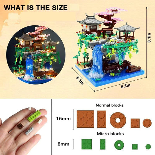 Dify || Cherry Blossom Tree Building Set || 2705 Pcs || Japanese Sakura House with LED Lights || Micro Bonsai Japanese Architecture, Building Block Large