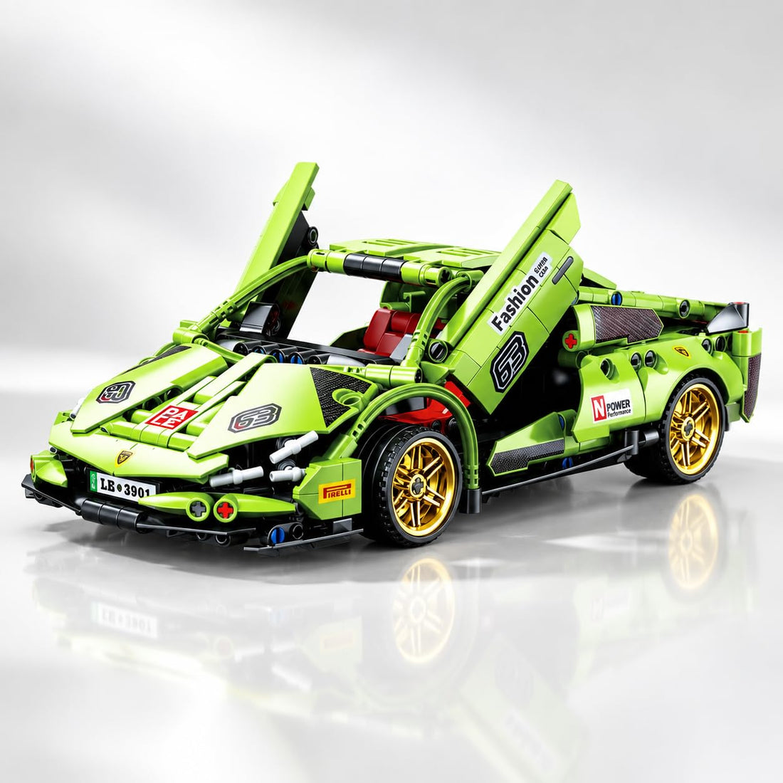 Dify Pull Back Car Building Blocks Set, 586 PCS Green Supercar Model Kit, Sports Car Building Toy for Kids, Teens & Adults | 5 Year Structural Warranty