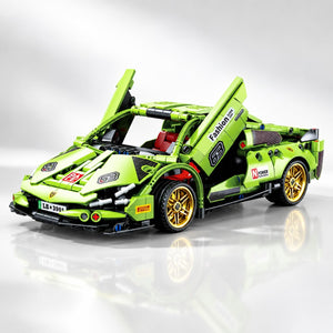 Dify Pull Back Car Building Blocks Set, 586 PCS Green Supercar Model Kit, Sports Car Building Toy for Kids, Teens & Adults | 5 Year Structural Warranty