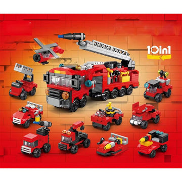 Dify || 10 in-1 Fire Truck Building Block Set || 323 Pcs || Emergency Rescue Vehicles Construction Kit for Kids Ages 6+ | 5 Year Structural Warranty