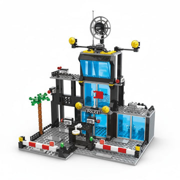 Dify City Police Station Building Blocks Set, Black Guard Special Unit HQ with Jail Cell, Garage, Watchtower, Vehicles & Minifigures, 550+ Pieces, STEM Toy for Kids 6+, 6 Months Warranty