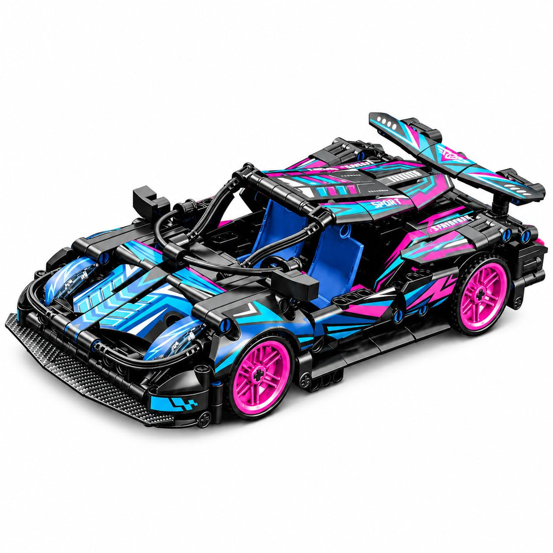 Dify Pull Back Car Building Blocks Set, 426 PCS Black, Blue & Pink Race Car Model Kit, Sports Car Building Toy for Kids, Teens & Adults | 5 Year Structural Warranty