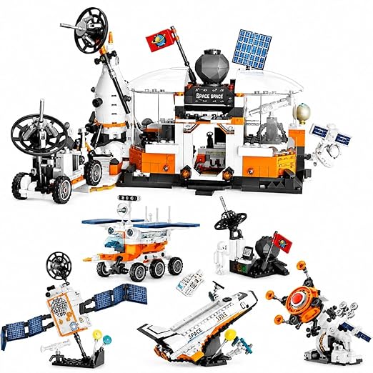 Dify 4-in-1 Space Station Building Block Set, 1078+ PCS Space Exploration Kit with Shuttle, Satellite & Modules, STEM Construction Toy Gift for Kids & Teens