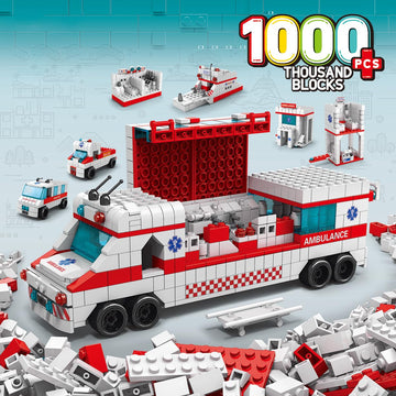 Dify 6-in-1 Ambulance Building Block Set Toys | STEM Kit for Kids | Build Rescue Ambulances & Emergency Vehicles (1000+ Pcs) | Birthday Gift for Boys & Girls | 5 Year Structural Warranty