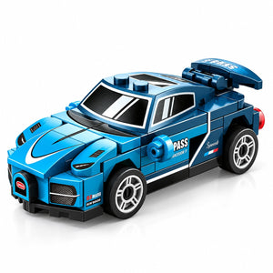 Dify Pull Back Car Building Blocks Set, 64 PCS Blue Race Car Model Kit, Sports Car Building Toy for Kids, Teens & Adults | 5 Year Structural Warranty