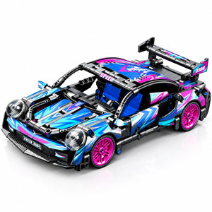 Dify Pull Back Car Building Blocks Set, 455 PCS Blue & Pink Race Car Model Kit, Sports Car Building Toy for Kids, Teens & Adults | 5 Year Structural Warranty