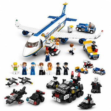Dify SWAT Car & Passenger Airplane Combo Building Block Set, 601+ PCS Police Vehicle & Airport Playset, STEM Toy for Kids, 5-Year Structural Warranty