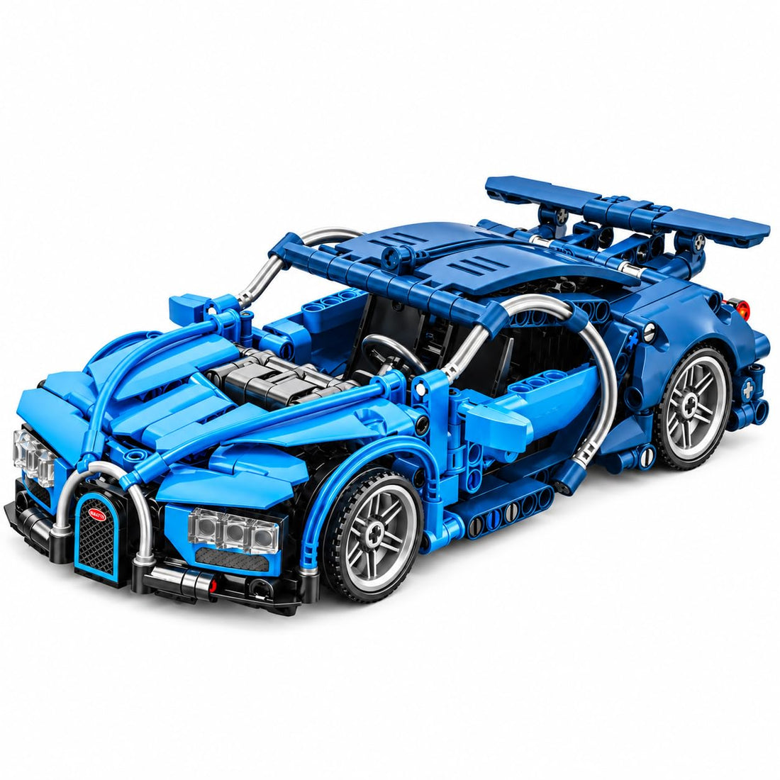 Dify Pull Back Car Building Blocks Set, 423 PCS Blue Supercar Model Kit, Sports Car Building Toy for Kids, Teens & Adults | 5 Year Structural Warranty