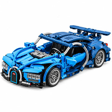 Dify Pull Back Car Building Blocks Set, 423 PCS Blue Supercar Model Kit, Sports Car Building Toy for Kids, Teens & Adults | 5 Year Structural Warranty