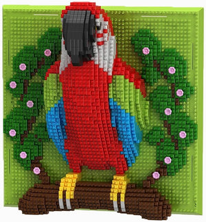 Dify Parrot Wall Art Building Blocks Set (2008+ PCS) | 3D Tropical Bird Mosaic Display Model | Complex for Ages 14+