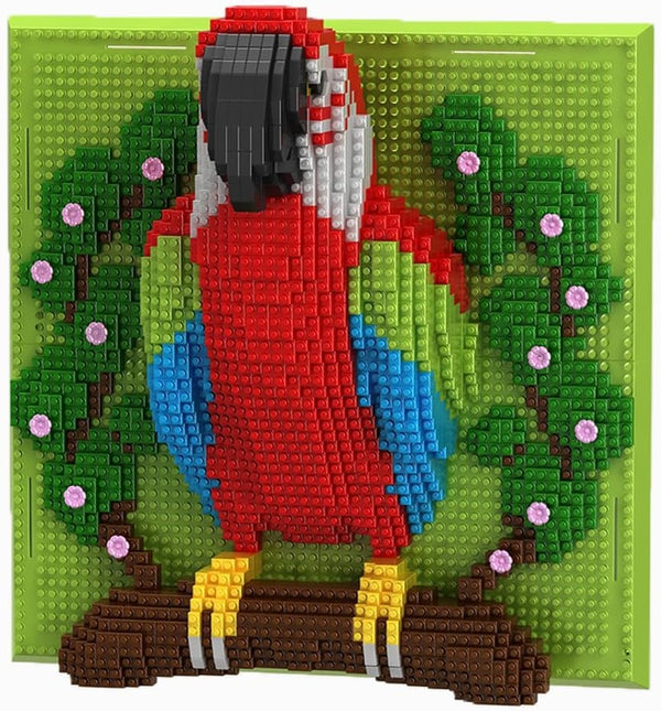 Dify Parrot Wall Art Building Blocks Set (2008+ PCS) | 3D Tropical Bird Mosaic Display Model | Complex for Ages 14+