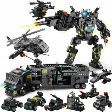 Dify 51-in-1 SWAT Robot Building Block Set, 700 PCS Police Vehicle & Helicopter Construction Kit, STEM Engineering Toy for Kids Ages 10+, 5-Year Structural Warranty