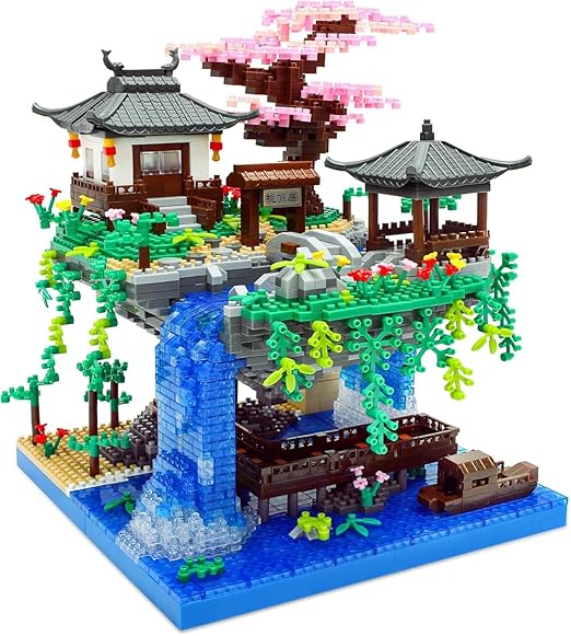 Dify Cherry Blossom Bonsai Tree Micro Building Set, Chinese Architecture Pond Kits, Japanese Sakura Tree for Teens & Adults ||with led Lights|| 2 Years Structural Warranty || (2705+ Pcs)