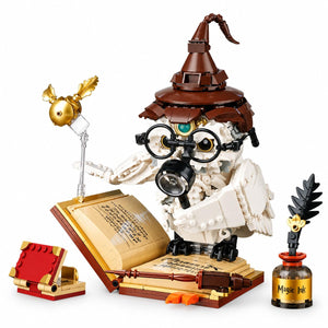 Dify Magic Owl Building Set, 1162 Pcs Light-Up Bird Model with Spellbook, Wizard Hat, Glasses, Wand and Quill, Fantasy Collectible Decor for Kids Adults Ages 8+