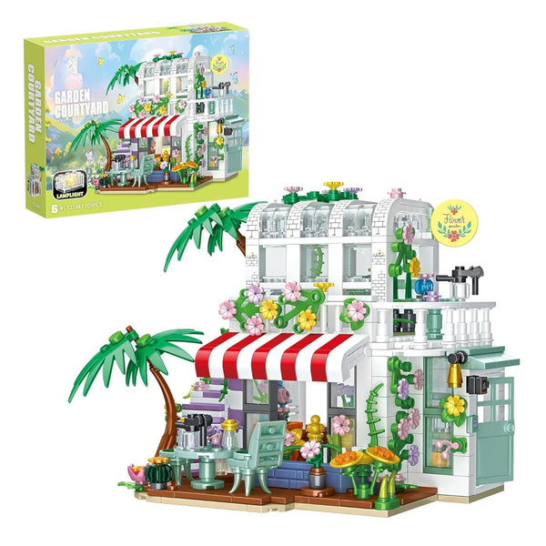 Dify Garden Courtyard Model House Building Block Set with LED Lights, Perfect STEM Toy Gift for Kids || 705+
