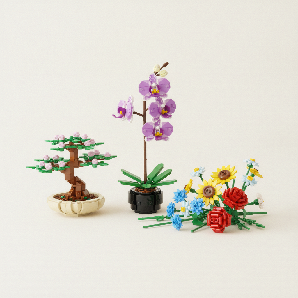 Brick-built flowers, orchid and bonsai — DIFY WORLD Flowers & Plants collection