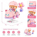 Dify Pink Bear Rocking Ride Building Blocks Set 189+ Pcs | Cute Cartoon Animal Scooter Model | Creative Display Toy for Kids & Collectors