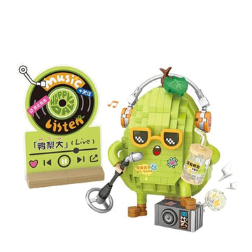 Dify Pear Lead Singer Building Blocks Set 410+ Pcs | Fruit Party Music Series | Cute Musical Character Model | Creative Display Toy for Teens, Adults & Collectors