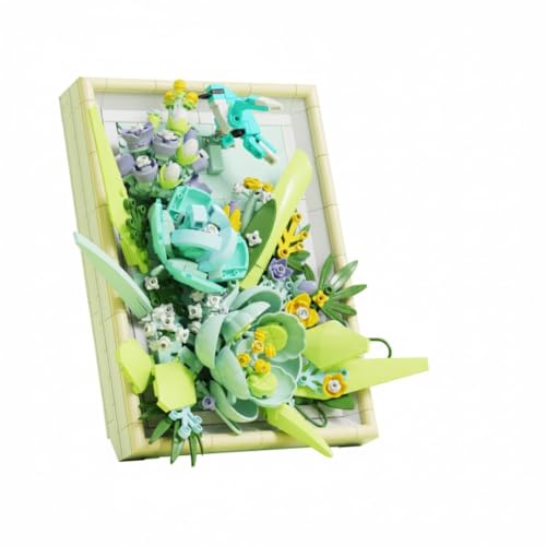 Dify Green Bouquet Building Blocks Set (728+ PCS) | Artificial Green Floral Arrangement DIY Model Kit | Decorative Plant Décor for Home & Office