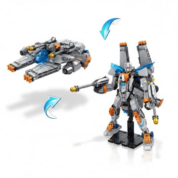 Dify 2-in-1 Robot Spaceship Building Block Set, 673+ PCS Transforming Robot to Spacecraft Model Kit, STEM Sci-Fi Construction Toy Gift for Kids & Teens