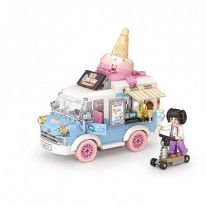 Dify Ice Cream Car Building Blocks Set (294+ PCS) | Cute Dessert Truck Model Kit | Creative Mini Vehicle Construction Toy for Kids & Collectors