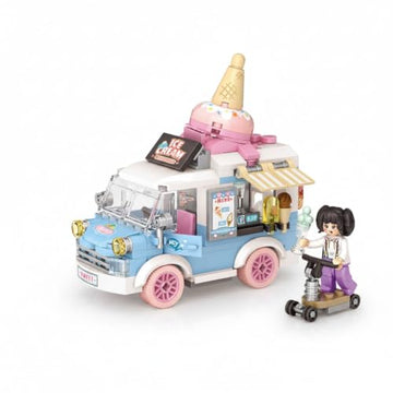 Dify Ice Cream Car Building Blocks Set (294+ PCS) | Cute Dessert Truck Model Kit | Creative Mini Vehicle Construction Toy for Teens, Adults & Collectors