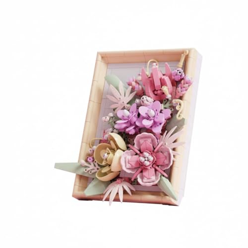 Dify Pink Bouquet Building Blocks Set (726+ PCS) | Artificial Flower Arrangement DIY Model Kit | Decorative Floral Blocks for Home & Office Décor