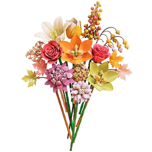 Dify Bouquet Flower Building Blocks Set (813+ PCS) | Artificial Floral Arrangement DIY Model Kit | Botanical Home & Office Décor Gift