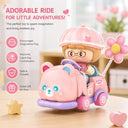 Dify Pink Bear Rocking Ride Building Blocks Set 189+ Pcs | Cute Cartoon Animal Scooter Model | Creative Display Toy for Kids & Collectors