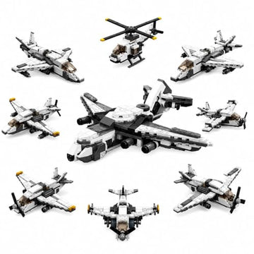 Dify 8-in-1 Airplane Building Blocks Set (658+ PCS) | Transforming Aircraft Models Construction Kit | STEM Educational Toy for Kids & Teens | Creative Play Set