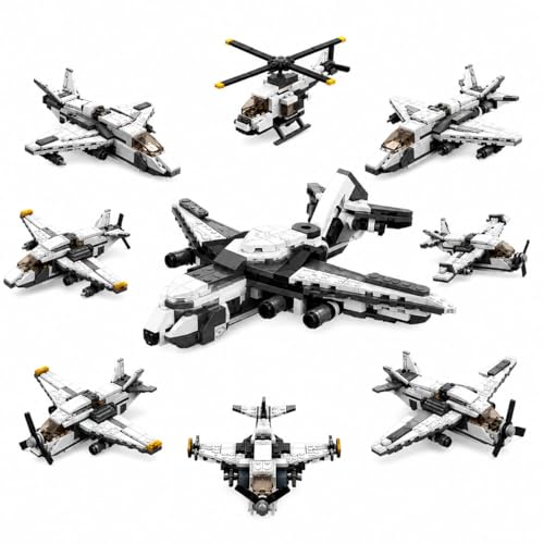 Dify 8-in-1 Airplane Building Blocks Set (658+ PCS) | Transforming Aircraft Models Construction Kit | STEM Educational Toy for Kids & Teens | Creative Play Set