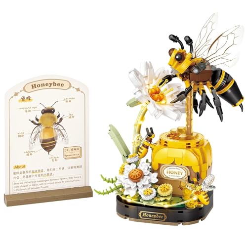 Dify Honeybee Insect Flower Building Blocks Set 526+ Pcs | LED Lights for Kids & Adults | STEM Educational Nature Toy for Kids & Adults