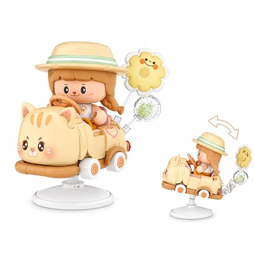 Dify Ginger Cat Rocking Ride Building Blocks Set 190+ Pcs | Cute Cartoon Animal Scooter Model | Creative Display Toy for Teens, Adults & Collectors