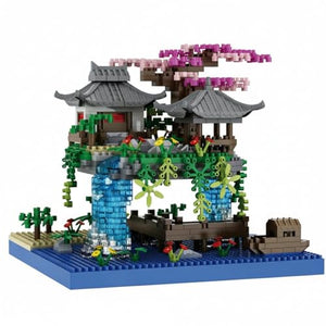 Dify Cherry Blossom Bonsai Tree Building Set, 920+ PCS Micro Mini Blocks, Japanese Sakura Tree | LED Lights | Chinese Pond Architecture Model Kit, DIY Desk Décor for Adults & Kids (Size M)