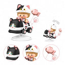 Dify Lucky Cat Rocking Ride Building Blocks Set 190+ Pcs | Cute Cartoon Kitty Scooter Model | Creative Display Toy for Kids & Collectors